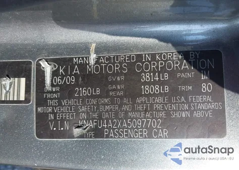 2010 Kia Forte Ex из США, поврежденный, VIN KNAFU4A2XA5097702